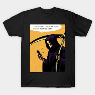 Grim Reaper human relation scythe safety T-Shirt